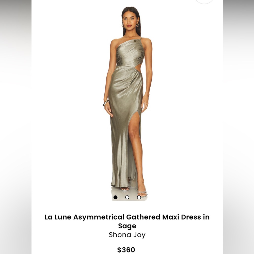 La Lune Asymmetrical Gathered Maxi Dress in Sage